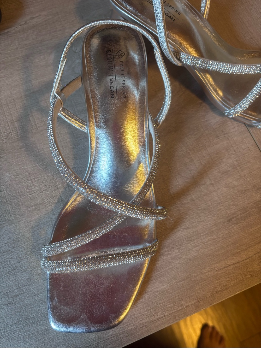 Call It Spring Silver Rhinestone Strappy Heels - Picture 4 of 7